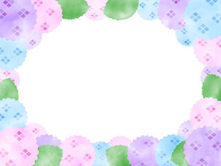 カラフルな紫陽花の水彩風フレーム