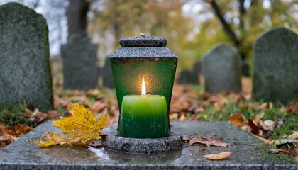 All Saints Day: Cemetery in November. Wszystkich Świętych. 