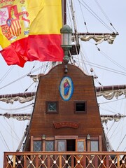 The Galleon Andalusia (El Galeón Andalucía), the reproduction of a 17th century Spanish galleon with six decks. Escala a Castelló festival, Port Azahar, Castellon, Spain