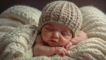cute baby sleeping in bed