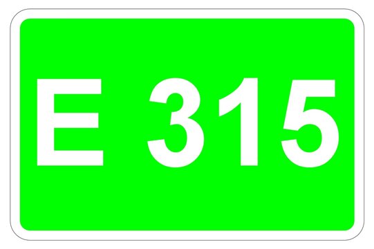 Illustration eines Europastra&szlig;enschildes der E 315 in Europa	