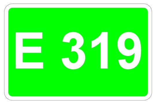 Illustration eines Europastra&szlig;enschildes der E 319 in Europa	