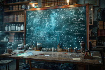 An enchanted chalkboard that illustrates concepts in 3D, turning abstract ideas into tangible forms.
