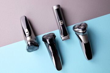 Set of trimmers and electric razors for barbers