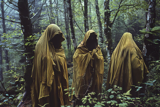 Celtic druids weaving spells of protection, their magic safeguarding the last forests from being con