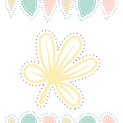 The abstract shape with plant white background with flowers and decorative dots, seamless pattern, is repeatable