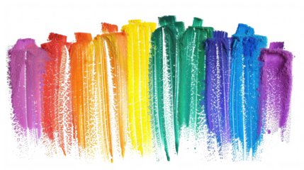 rainbow colored drawn colorful scribble wax pastel isolated on white or transparent png