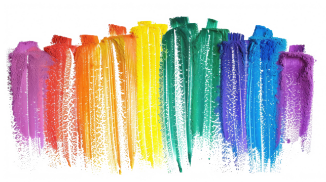 rainbow colored drawn colorful scribble wax pastel isolated on white or transparent png