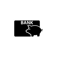 Save Money Piggy Bank with Credit Card flat vector icon. Simple solid symbol isolated on white background