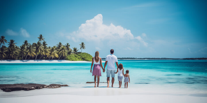 Family walking on the beach