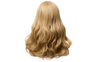 Naklejka premium Stylish hair wig with trendy design isolated on background, front view, fashionable hairstyle concept.