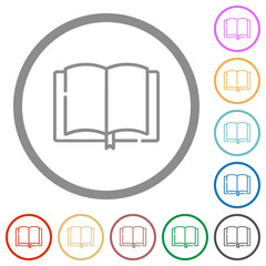 Open book outline flat icons with outlines
