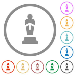 Oscar award statue solid flat icons with outlines