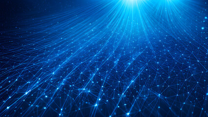 A technological abstract background composed of blue light and dots, high-tech business
