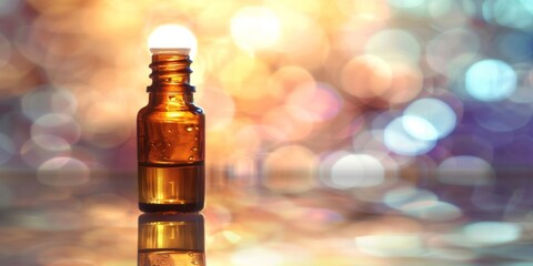 Close Up of Essential Oil Dropper Bottle on Table