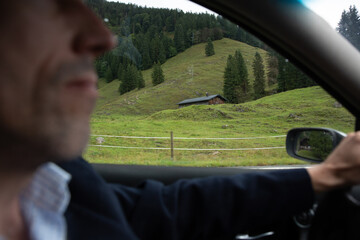 travel car beautiful europe meadow mountains switzerland
