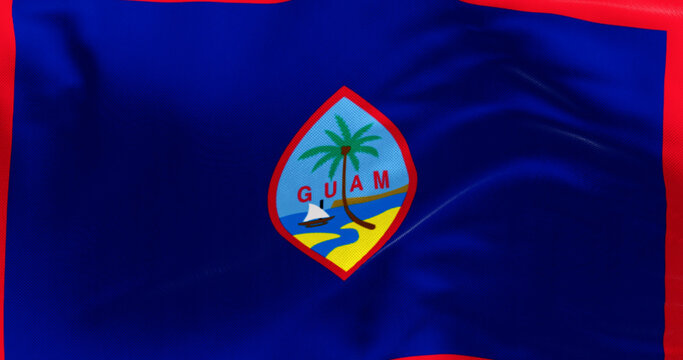 Close-up of Guam national flag waving in the wind - Powered by Adobe