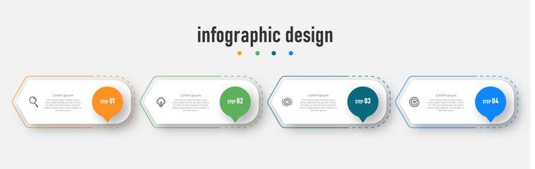 Creative concept for infographic with 4 steps, can be used for workflow diagram, info chart, web design. vector illustration.
