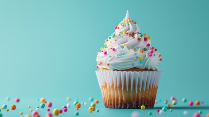tasty cupcake with colorgul background