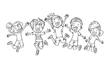  Happy Kids Jumping in the Park Coloring Book
