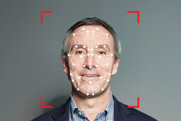 Facial Recognition system, mature man portrait