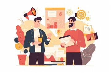 marketing concept of two men in modern modern flat style illustration