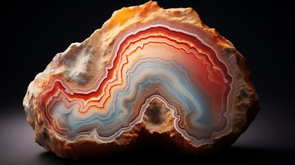 Spectacular gradient surface of agate rock captured with exceptional clarity, highlighting the intricate layers and colors with precision, akin to a high-definition photograph taken with a professiona - obrazy, fototapety, plakaty