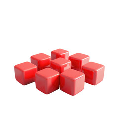 Rectangular, educational toy blocks in red on transparent background
