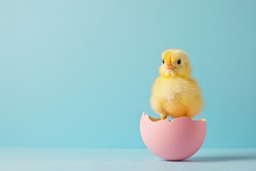 Beginning of Spring: Adorable Chick Hatching from Easter Egg - Generative AI