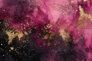 Resplendent Fusion: Pink and Gold Watercolor Abstract Mastery - Generative AI