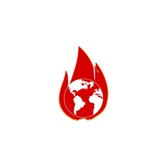 Global Fire Illustration style is flat icon on white background 