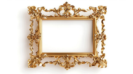 Old antique gold frame over white background