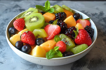 Bowl of fresh healthy fruit salad
