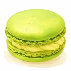 Fotobehang Green Macaron Illustration, Vibrant Color, French Pastry Elegance © r3mmm