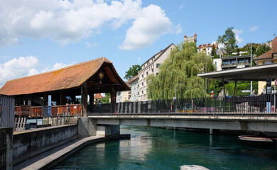Obraz premium A city view with lake in Lucerne, Switzerland