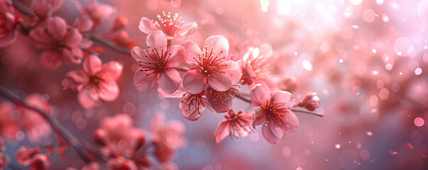 Blooming pink cherry sakura tree