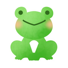 笑顔の可愛い緑色のカエルのイラスト