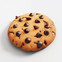Cookie with chocolate chips, isolated 3d object on white background. - 780525557