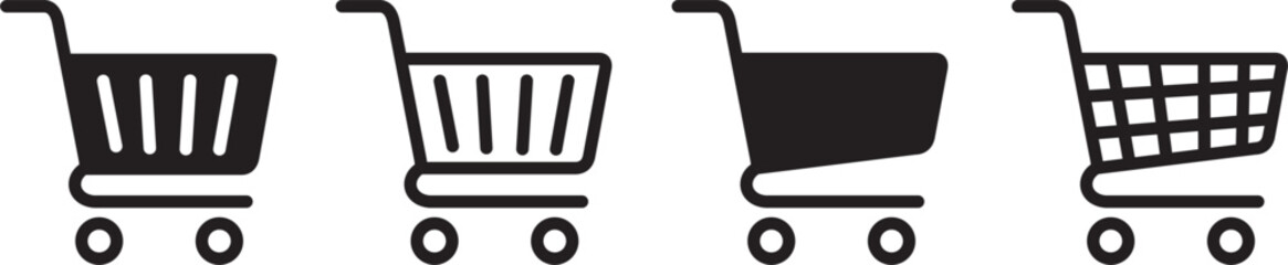 Shopping cart icon set, Full and empty shopping cart symbol, shop and sale, vector illustration. © JasimMughal
