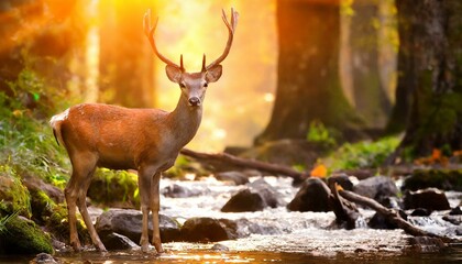 Psalm 42: As The Deer Pants For The Water Brooks. The Deer In The Forest Next To The Water. 