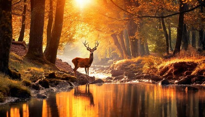 Psalm 42: As The Deer Pants For The Water Brooks. The Deer In The Forest Next To The Water. 