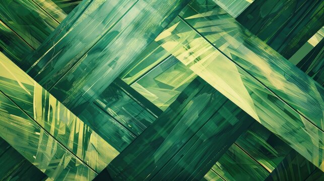 Imagine an abstract background with a nature-inspired twist, showcasing green geometric stripes