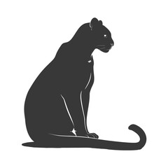 Silhouette panther animal black color only full body