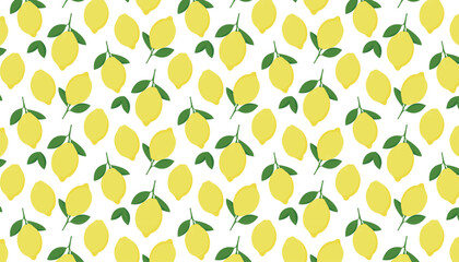 seamless vector pattern with yellow italian lemons on white background. summer repetitive fruit pattern. citrus png background