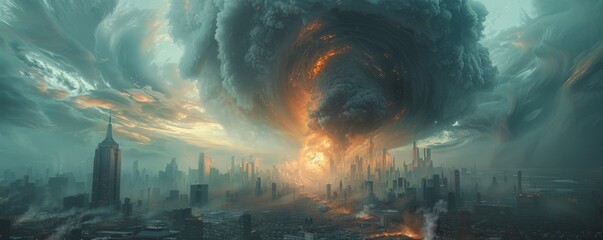 Apocalyptic City in Natural Catastrophe - obrazy, fototapety, plakaty