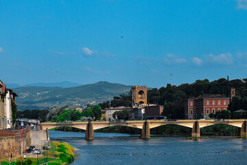 Naklejka premium River in Florence and city view 