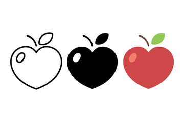 Apple Heart Shape Outline Glyph Flat