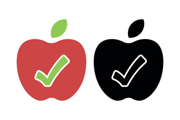 Apple With Check Mark Glyph And Flat