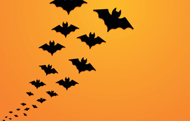 Bats Halloween Orange Background