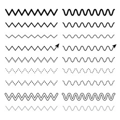 Big Set of Zigzag and Wavy Lines - obrazy, fototapety, plakaty